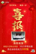 喜報(bào) | 湖南大田物業(yè)榮獲“2021年中國(guó)物業(yè)服務(wù)企